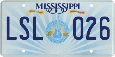 MS license plate LSL026