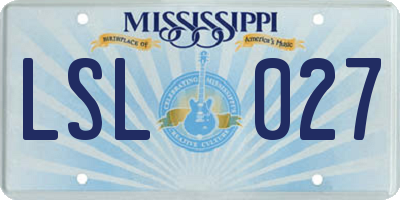 MS license plate LSL027