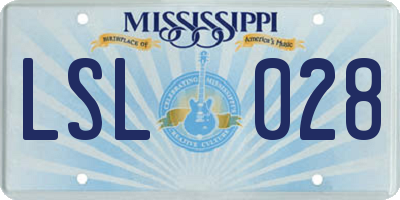 MS license plate LSL028