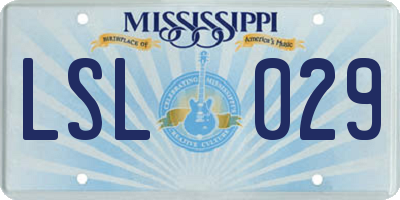 MS license plate LSL029