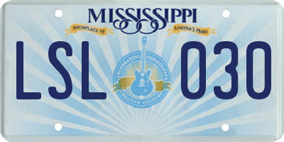 MS license plate LSL030