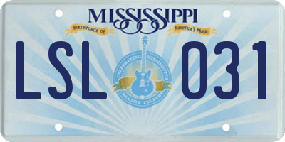 MS license plate LSL031