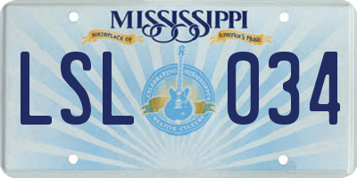 MS license plate LSL034
