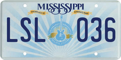 MS license plate LSL036