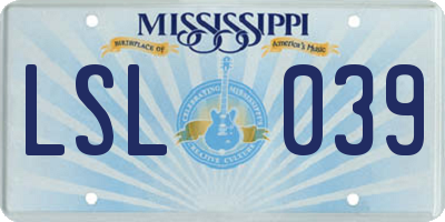 MS license plate LSL039