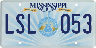 MS license plate LSL053