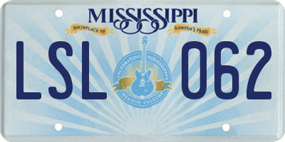 MS license plate LSL062
