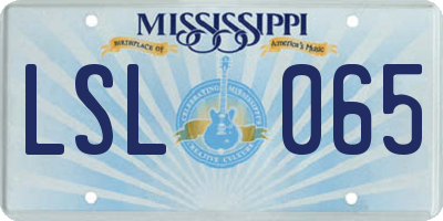 MS license plate LSL065