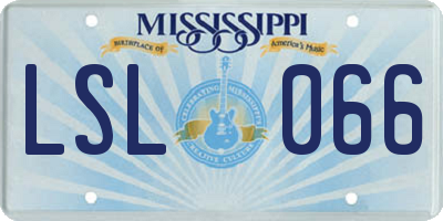 MS license plate LSL066