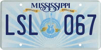 MS license plate LSL067
