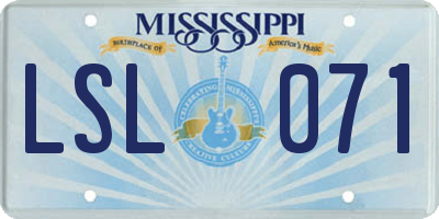 MS license plate LSL071