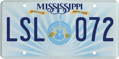 MS license plate LSL072