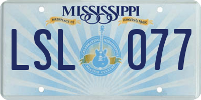 MS license plate LSL077
