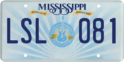 MS license plate LSL081