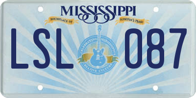 MS license plate LSL087