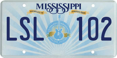 MS license plate LSL102