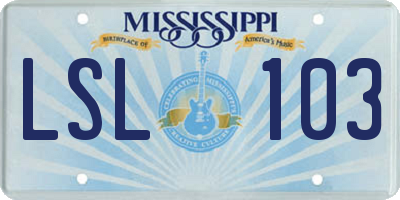MS license plate LSL103
