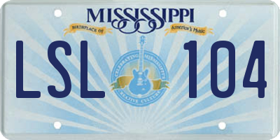 MS license plate LSL104