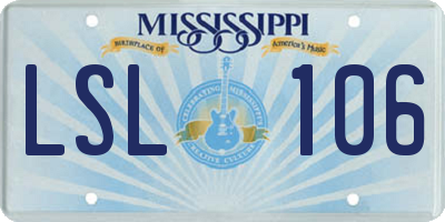 MS license plate LSL106
