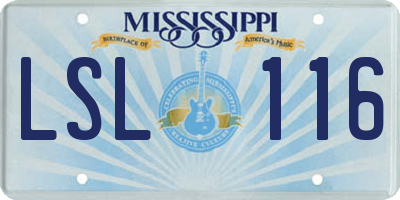 MS license plate LSL116