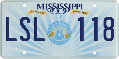 MS license plate LSL118