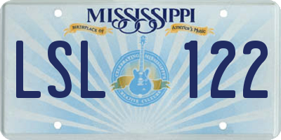 MS license plate LSL122