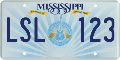 MS license plate LSL123