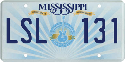 MS license plate LSL131