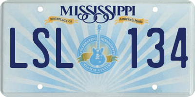 MS license plate LSL134