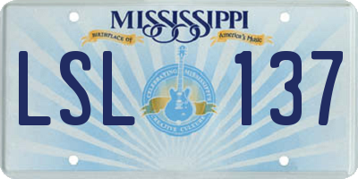 MS license plate LSL137