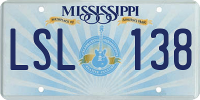 MS license plate LSL138