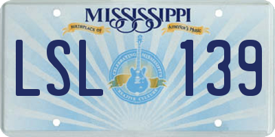 MS license plate LSL139