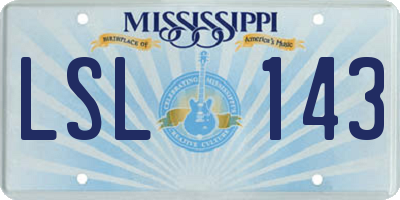MS license plate LSL143