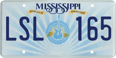 MS license plate LSL165