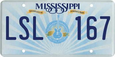 MS license plate LSL167