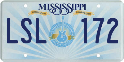 MS license plate LSL172