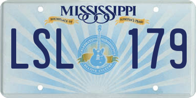 MS license plate LSL179