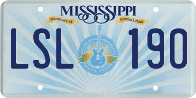 MS license plate LSL190