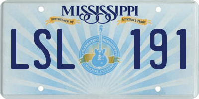 MS license plate LSL191