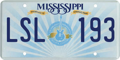 MS license plate LSL193