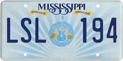 MS license plate LSL194