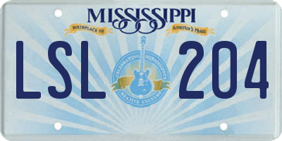 MS license plate LSL204