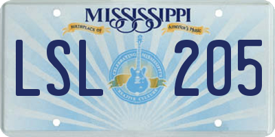 MS license plate LSL205