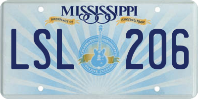 MS license plate LSL206