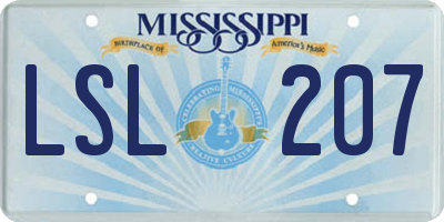 MS license plate LSL207
