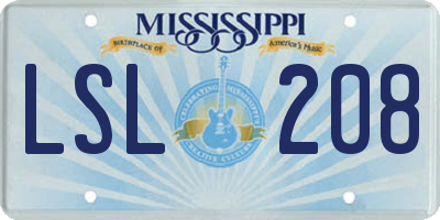 MS license plate LSL208