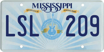 MS license plate LSL209