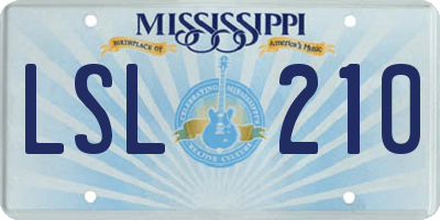 MS license plate LSL210