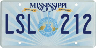 MS license plate LSL212