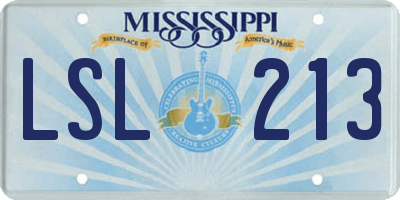 MS license plate LSL213